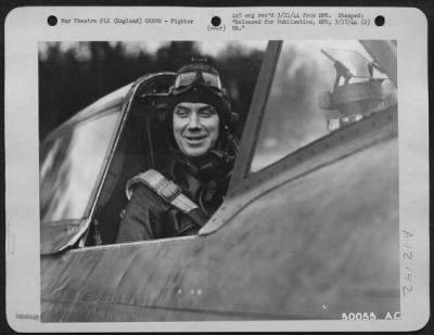 Fighter > ENGLAND-BACK FROM GREATEST ATTACK-Eighth Air force fighter pilot Lt. Col. Roy W. Osborn of San Antonio, Texas, one of the tremendous force of Amerian fighters escorting the bombers of the greatest attack on Germany's fighter aircraft production