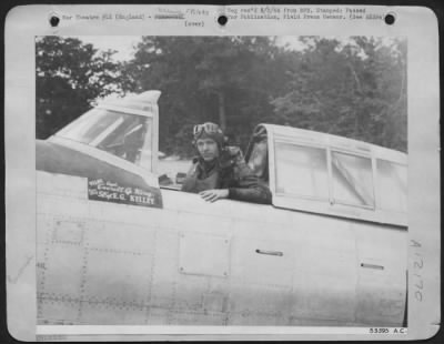 Thumbnail for Fighter > Capt. Everett G. King, Columbus, Ga., a 9th Air force Republic P-47 Thunderbolt Fighter-Bomber pilot, who together with his twin brother, Edmund G., ofrm a powerful team in a 9th Fighter Group Commanded by Col. William S. Schwartz, Houston, Texas