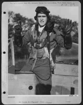 Thumbnail for Fighter > ENGLAND-Capt. William T. Whisner, of 312 Albany Ave., Shreveport, La., who shot down six FW-190s and probably destroyed another 11/21/44 to equal the record of enemy planes down in the air on a single mission. These victories raise Capt. Whisner's