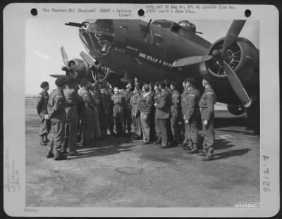 Thumbnail for British > A Group Of Raf Soldiers From The Training Regiment Of The Royal Armored Corps Looks At The Bombing Mission Markings On The Boeing B-17 'Martha Ii' Of The 381St Bomb Group During Their Visit To The U.S. Air Force Base At Bovington, England.  29 August 1943