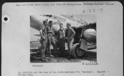 Thumbnail for Fighter > Lt. Griffith And The Crew Of His North American P-51 "Mustang".  England.  28 July 1944.