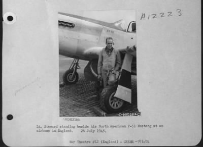 Thumbnail for Fighter > Lt. Steward Standing Beside His North American P-51 Mustang At An Airbase In England.  26 July 1945.