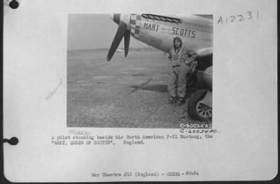 Thumbnail for Fighter > A Pilot Standing Beside His North American P-51 Plane, The "Mary Queen Of Scotts".  England.