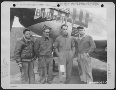 Thumbnail for Fighter > Lt. Colonel R.J. Meyer, Pilot, And Ground Crew Of The North American P-51 Mustang "Bob Cat" Of The 20Th Fighter Group In England.