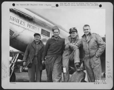 Thumbnail for Fighter > Lt. Arthaud, Pilot Of The North American P-51 Mustang 'Gabriel'S Horn Iii', Crew Chief T/Sgt. Mcdonald And Other Ground Crew Beside The Plane Of The 20Th Fighter Group.