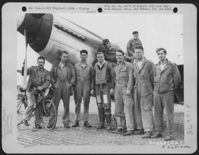 Thumbnail for Fighter > Lt. Colonel Johnson And Ground Crew Members Of The 20Th Fighter Group Beside The North American P-51 Mustang At An Airbase In England.