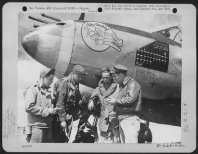 Fighter > Lt. W.L. Whiteside, Pilot, And Ground Crew Of Lockheed P-38 "Sky Cowboy" Of The 20Th Fighter Group At An Airbase In England.