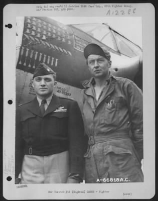 Thumbnail for Fighter > Lt. Colonel Wilson, Pilot, And Ground Crew Member Beside A Lockheed P-38 Lightning Of The 20Th Fighter Group In England.