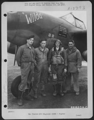 Fighter > Capt. M. Nichols, Pilot, And Tsgt J. Gall, Sgt J. Ryan, Sgt G. Gunther, Ground Crew Members Beside The Lockheed P-38 Lightning 'Wilda' Of The 20Th Fighter Group In England.
