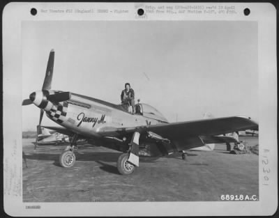 Thumbnail for Fighter > Lt. Lahke Of The 351St Fighter Squadron, 353Rd Fighter Group Stands In The Cockpit Of His North American P-51 "Janny M."  England.