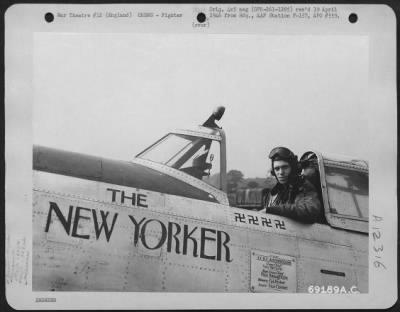 Thumbnail for Fighter > Lt. B.C. Auchincloss, Pilot Of The 350Th Fighter Squadron, 353Rd Fighter Group, Seated In The Cockpit Of His Republic P-47 "The New Yorker" At An Airbase In England.