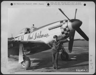 Thumbnail for Fighter > Lt. G.P. Devine, Pilot Of The 350Th Fighter Squadron, 353Rd Fighter Group, Poses Beside His North American P-51 "Mad Irishman" At An Airbase In England.