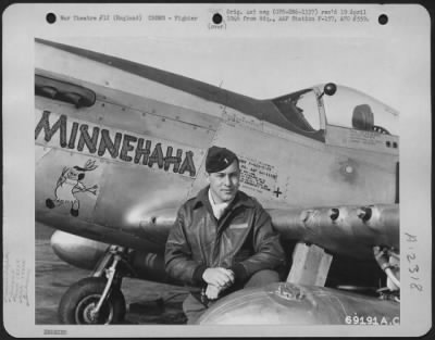 Thumbnail for Fighter > Lt. J.L. Shilt, Pilot Of The 350Th Fighter Squadron, 353Rd Fighter Group, Poses Beside His North American P-51 "Minnehaha" At An Airbase In England.