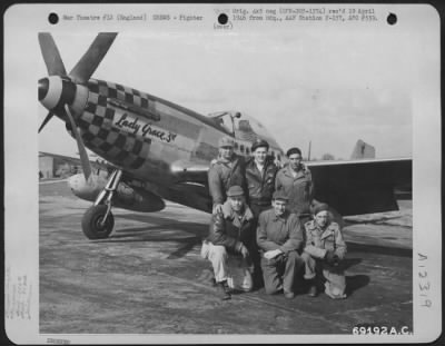 Thumbnail for Fighter > Lt. L.M. Granger And Ground Crew Of The 350Th Fighter Squadron, 353Rd Fighter Group, Poses Beside His North American P-51 "Lady Grace, 3Rd" At An Airbase In England.