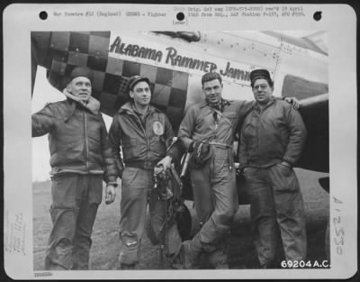 Thumbnail for Fighter > Lt. A.G. Cundy And Ground Crew Of The 352Nd Fighter Squadron, 353Rd Fighter Group, Pose In Front Of Their North American P-51 "Alabama Rammer Jammer" At An Airbase In England.