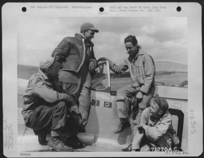 Thumbnail for Fighter > Captain Peters Chats With His Ground Crew Before Stepping Into The Cockpit Of His North American P-51 Of The 339Th Fighter Group At The 8Th Air Force Station F-378 In England.  16 July 1944.