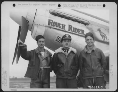 Thumbnail for Fighter > The Pilot And His Ground Crew Pose Beisde The North American P-51 'Rough Rider' Of The 364Th Fighter Group, 67Th Fighter Wing, At 8Th Air Force Station F-375, Honnington, England.  29 October 1944.