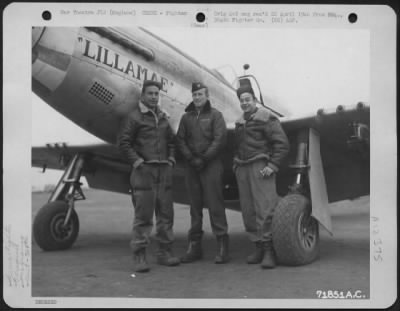 Thumbnail for Fighter > Captain Pick, Pilot, Poses With His Ground Crew Beside The North American P-51 'Lillamae' Of The 364Th Fighter Group, 67Th Fighter Wing, At 8Th Air Force Station F-375, Honnington, England.  10 December 1944.