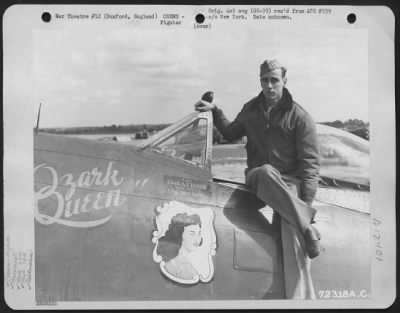 Thumbnail for Fighter > Capt. Alfred F. Eaton Of Holly Bluff, Miss., Of The 84Th Fighter Squadron, 78Th Fighter Group, Poses On His Republic P-47 'Ozark Queen' At 8Th Air Force Station F-357, In Duxford, England.  12 November 1944.