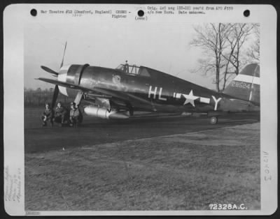 Fighter > Lt. Sumwalt And Crew Of The 78Th Fighter Group Pose Their Republic P-47 At 8Th Air Force Station F-357, In Duxford, England.  4 February 1944.