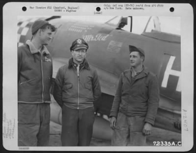 Fighter > Colonel Frederick C. Gray And Crew Of The 78Th Fighter Group, Pose Beside The Republic P-47 'Mr. Ted' At 8Th Air Force Station F-357 In Duxford, England.  10 July 1944.