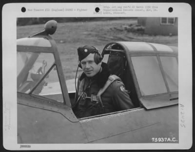 Thumbnail for Fighter > Lt. Colonel Young Seated In The Cockpit Of A Republic P-47 At An Air Base Somewhere In England.  12 July 1944.