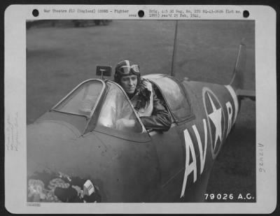 Thumbnail for Fighter > Capt. Don Willis Of Crawford County, Indiana In A Spitfire At A Usaaf Fighter Station In England, Don Willis Is Now In His Fourth Air Force, Having Been Through The Finnish, Norwegian And British Services.  April 1943.