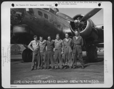 Thumbnail for Ground > Ground Crew Of The 359Th Bomb Squadron, 303Rd Bomb Group, In Front Of A Boeing B-17 "Flying Fortress" 'Old Black Magic'.  England, 19 April 1945.  Aircraft No 42-107206.