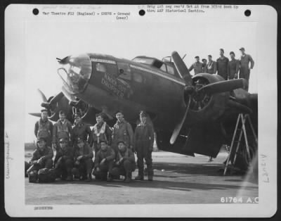 Thumbnail for Ground > Crew Of The 303Rd Bomb Group, Beside The Boeing B-17 "Flying Fortress" 'Knockout Dropper', After Completion Of Their 75Th Mission.  England, 27 March 1944.