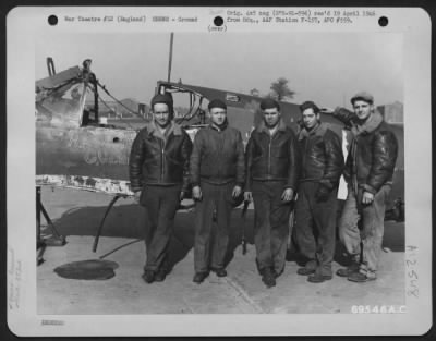 Thumbnail for Ground > Salvage Crew Of The 353Rd Fighter Group Pose Beside The North American P-51 "Hangar Queen" Which They Are Salvaging.  England, 4 September 1944.