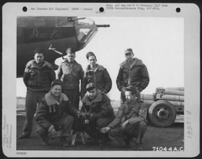 Thumbnail for Ground > Ground Personnel Of The 379Th Bomb Group, Pose Beside The Boeing B-17 "Flying Fortress" 'Dixie Lee' At An 8Th Air Force Base In England.  10 November 1943.