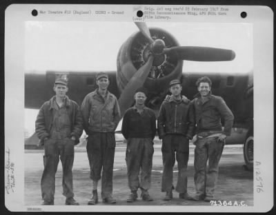 Thumbnail for Ground > The Ground Crew Of Lt. Temple'S Boeing B-17 "Flying Fortress" Pose In Front Of The Plane.  390Th Bomb Group, England, 20 March 1944.