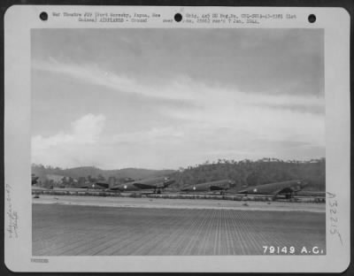 Thumbnail for Consolidated > C-47 Transport Planes, Of 6Th Troop Carrier Squadron, Lined Up Ready To Taxi Down Strip For Take-Off, Carrying Supplies To Forward Combat Area, Ward'S Drome, Port Moresby, New Guinea.  April 1943.