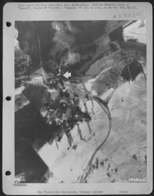 Thumbnail for Consolidated > Bombs dropped by 8th AF erupt on road junction and rail bridge at Morscheid, southeast of Trier, Germany, 25 Dec. 1944.