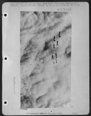 Consolidated > Well above flak, 15th AF B-24s bomb Odertal, Germany.