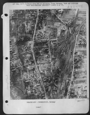 Thumbnail for Consolidated > The Nazi's ball-bearing industry at Schweinfurt lies in ruins. Key to the importance which the Nazi attached to it is the fact that our bombers met the most intense fighter opposition that they have yet encountered. The more important the target, the