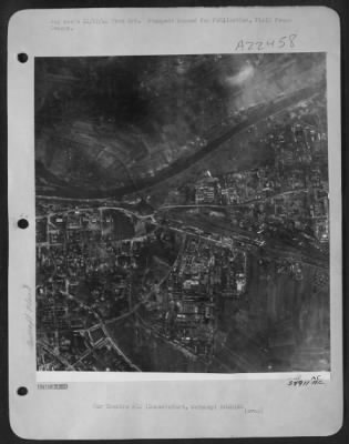 Thumbnail for Consolidated > Photo reconnaissance reveals new damage done to the German ball-bearing industry at Schweinfurt, by 8th Air Force bombers on 10/9/44. Bombing thru unbroken clouds, the Boeing B-17 Flying Forts of the 1st Bombardment Div., damaged the Vereinigte