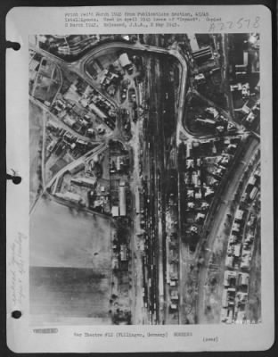 Thumbnail for Consolidated > Villingen Marshalling Yards, Germany before attack by 8th AF Flying Fortresses on 22 February 1945.