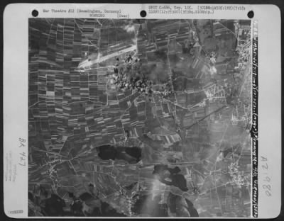 Thumbnail for Consolidated > Bombs Burst On Memminghen Airdrome, Germany On 18 July 1944 During A Bombing Raid By Planes Of The 301St Bomb Group, 353Rd Bomb Squadron.