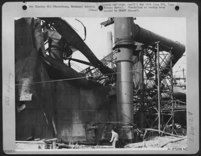Consolidated > Germany'S Great Loss In Oil Production Was Caused In Great Part By Allied Air Destruction Of Storage Tanks And Pipelines, Such As Those Shown To The Leuna Synthetic Oil Works At Merseburg, Germany.