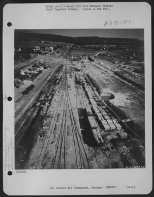 Thumbnail for Consolidated > Bomb Damaged Railroad Yards, Newmarket, Germany.