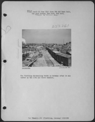 Thumbnail for Consolidated > The Plattling Marshalling Yards In Germany After It Was Bombed By The 15Th Af Bombers.