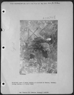 Thumbnail for Consolidated > Excellent View Of Heavy Bombing Of Airfield At Rheine, Germany, During Bombing Of 8 April 1944.