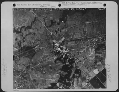 Consolidated > Bombs Dropped By Planes Of The 461St Bombardment Group, 766Th Bomb Squadron, 15Th Af On Feb. 16 1945 Burst On The Marshalling Yards At Rosenheim, Germany.
