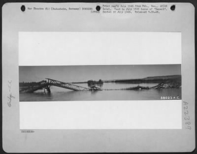 Thumbnail for Consolidated > Blasted Bridges Reflect The Fury Of Allied Air Attack And The Swiftness Of German Retreat In Western Germany.  Hindenburg Rail Bridge Over The Rhine At Rudesheim, Germany, Was Destroyed By The 8Th Af In Jan. 1945.