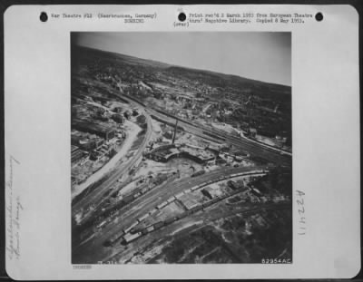 Thumbnail for Consolidated > Bomb Damage To Marshalling Yards, Saarbrucken, Germany.