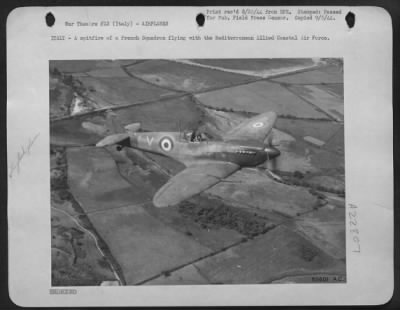 Thumbnail for Consolidated > ITALY-A spitfire of a French Squadron flying with the Mediterranean Allied Coastal Air Force.