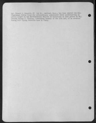 Thumbnail for Consolidated > Sgt. Ernest I. Lipsett, 29 2nd St., Medforc, Mass., has been awarded the Distinguished Flying Cross for extraordinary achievement while participating in aerial flight in the Mediterranean Theatre of Operations as tail gunner by Maj. General Nathan F.