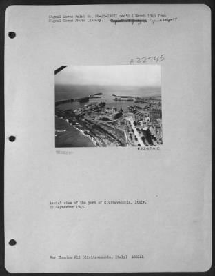 Thumbnail for Consolidated > Aerial View Of The Port Of Civitavecchia, Italy.  25 Sept. 1945.