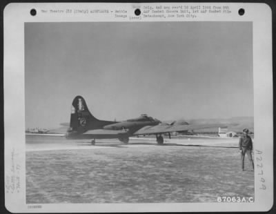 Consolidated > As This Boeing B-17 Of The 97Th Bomb Group Returns From A Bombing Raid On The German Ball Bearing Plant At Steyr, Austria, The Camera Focuses On The Tail Of The Plane Which Received A Direct Hit From A German Rocket. The 97Th Bomb Group Was Based Near Man